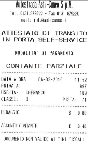Attestato di Transito Asti-Cuneo